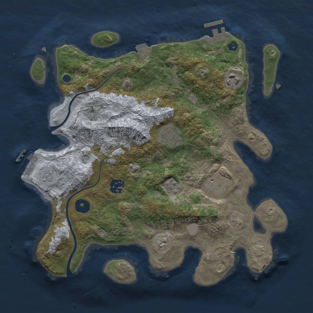 Rust Map: Procedural Map, Size: 3250, Seed: 778144125, 11 Monuments