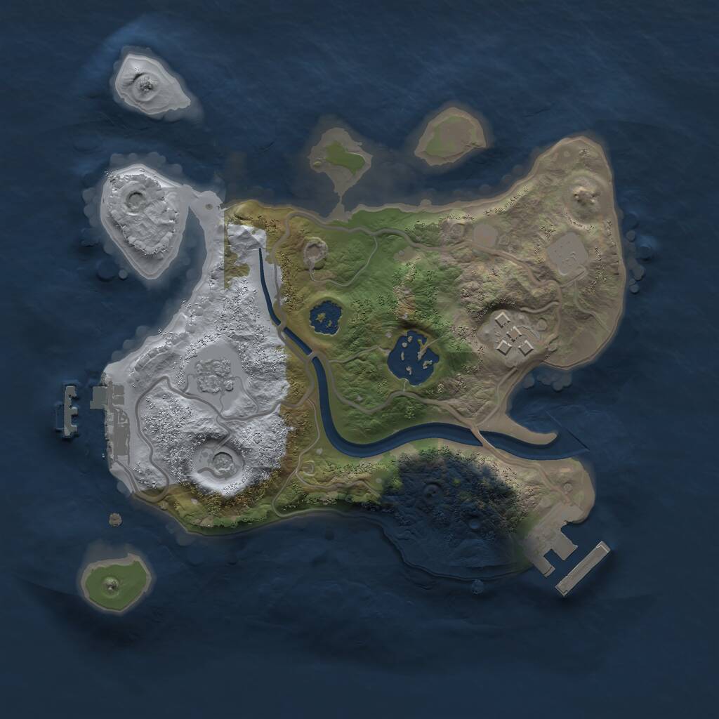 Rust Map: Procedural Map, Size: 2200, Seed: 68974, 7 Monuments
