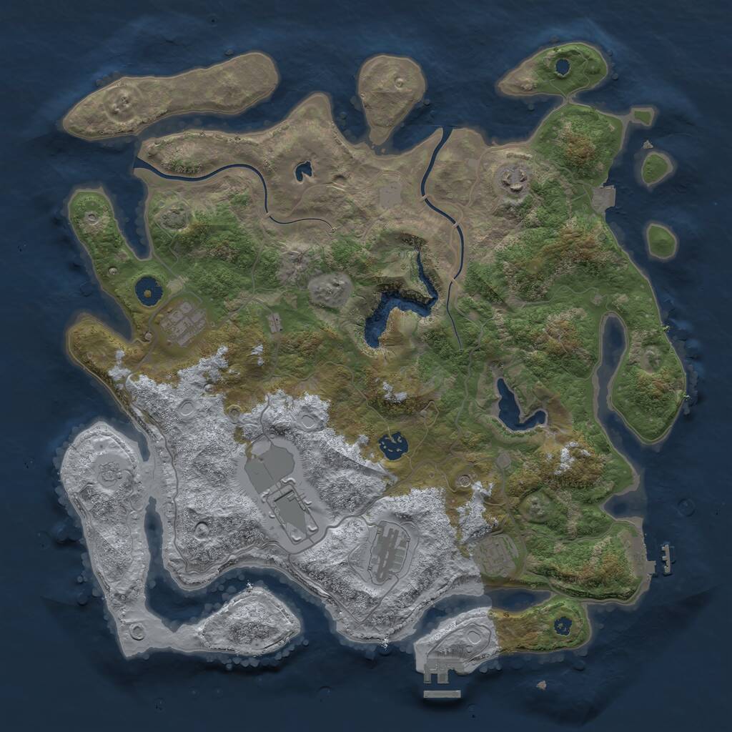 Rust Map: Procedural Map, Size: 4000, Seed: 244009478, 12 Monuments