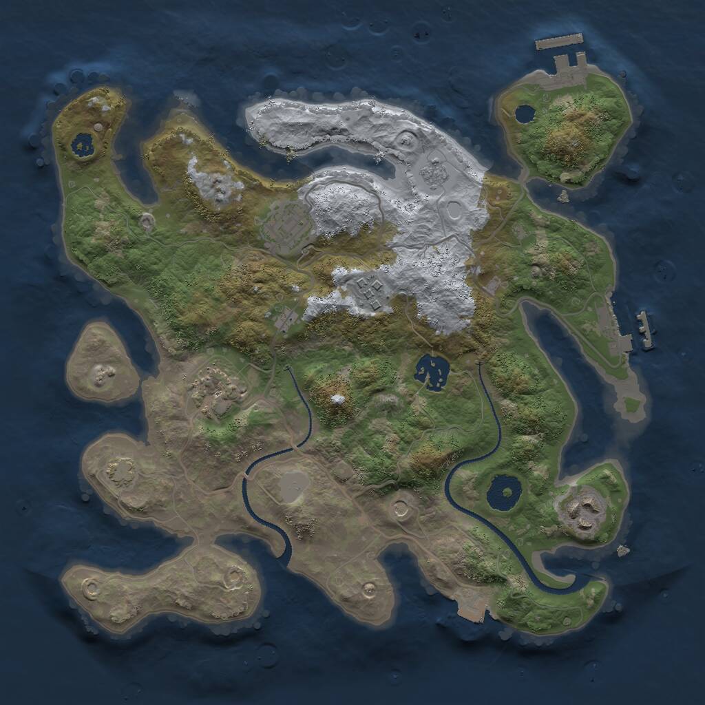 Rust Map: Procedural Map, Size: 3000, Seed: 896745239, 11 Monuments