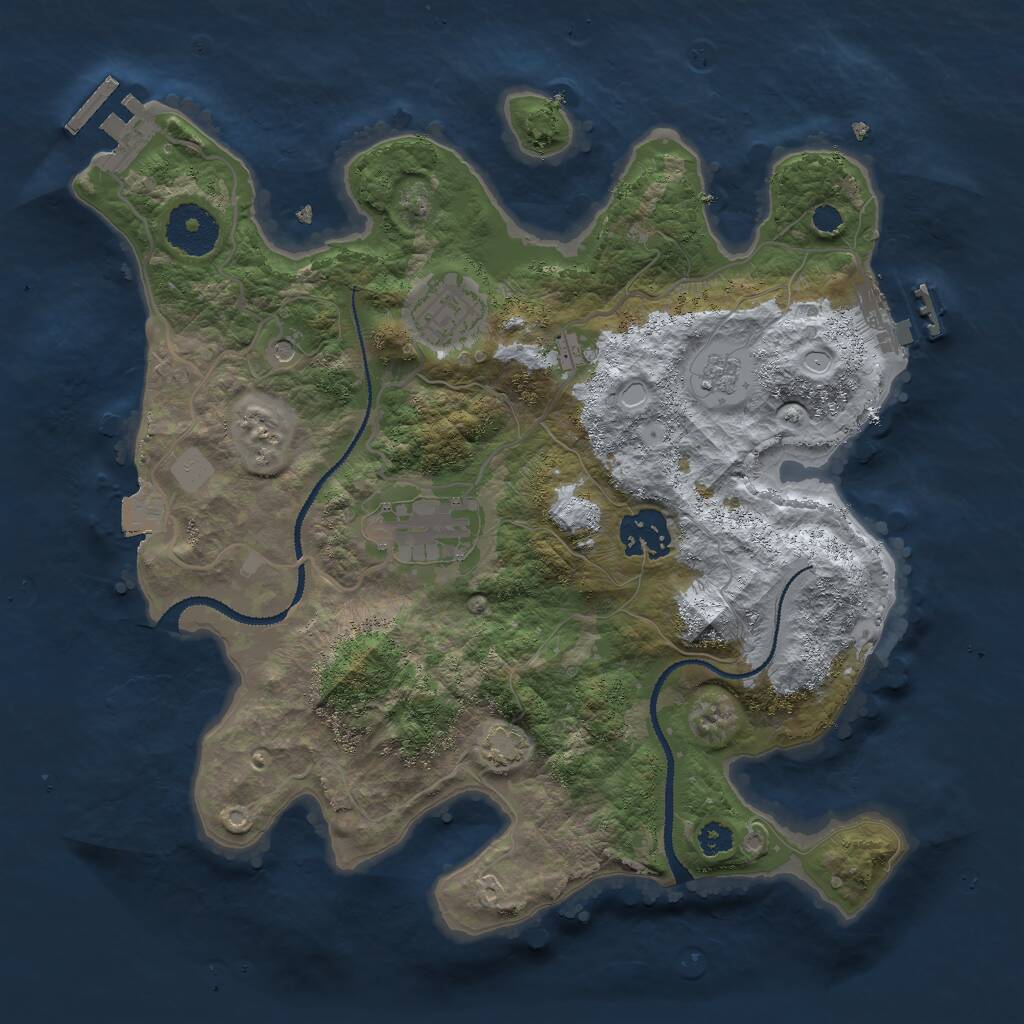 Rust Map: Procedural Map, Size: 3000, Seed: 1678256394, 9 Monuments