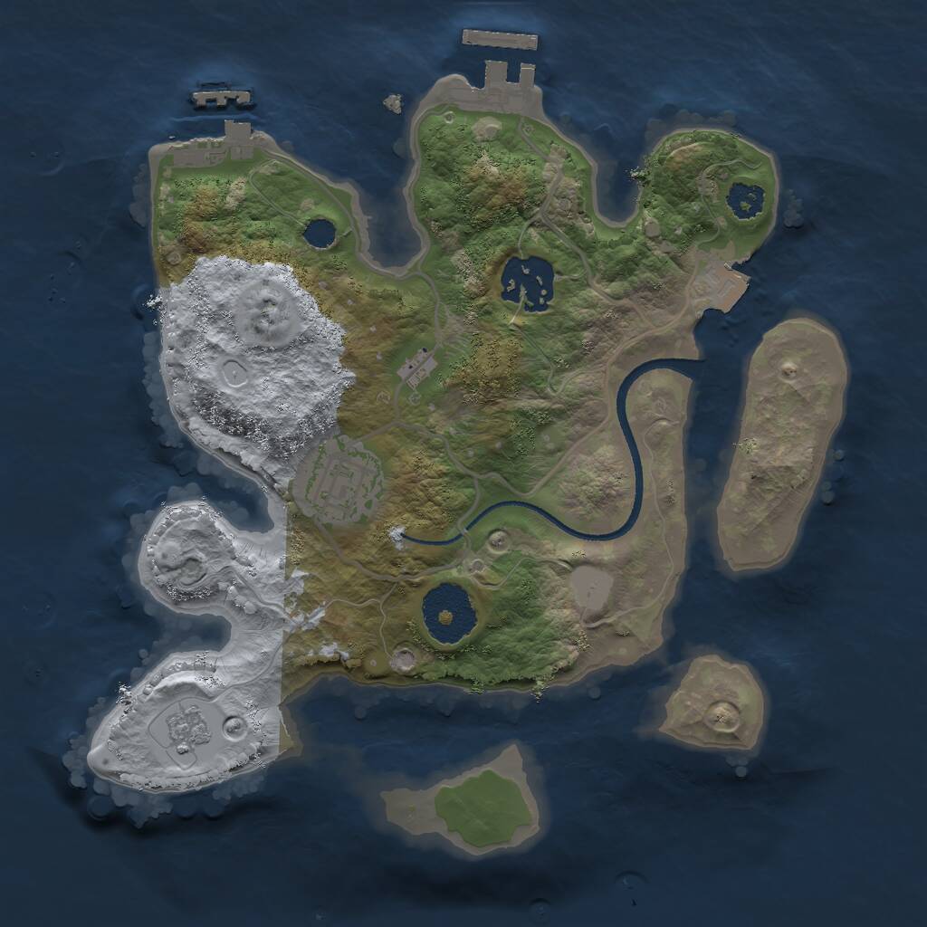 Rust Map: Procedural Map, Size: 2500, Seed: 99888221, 6 Monuments