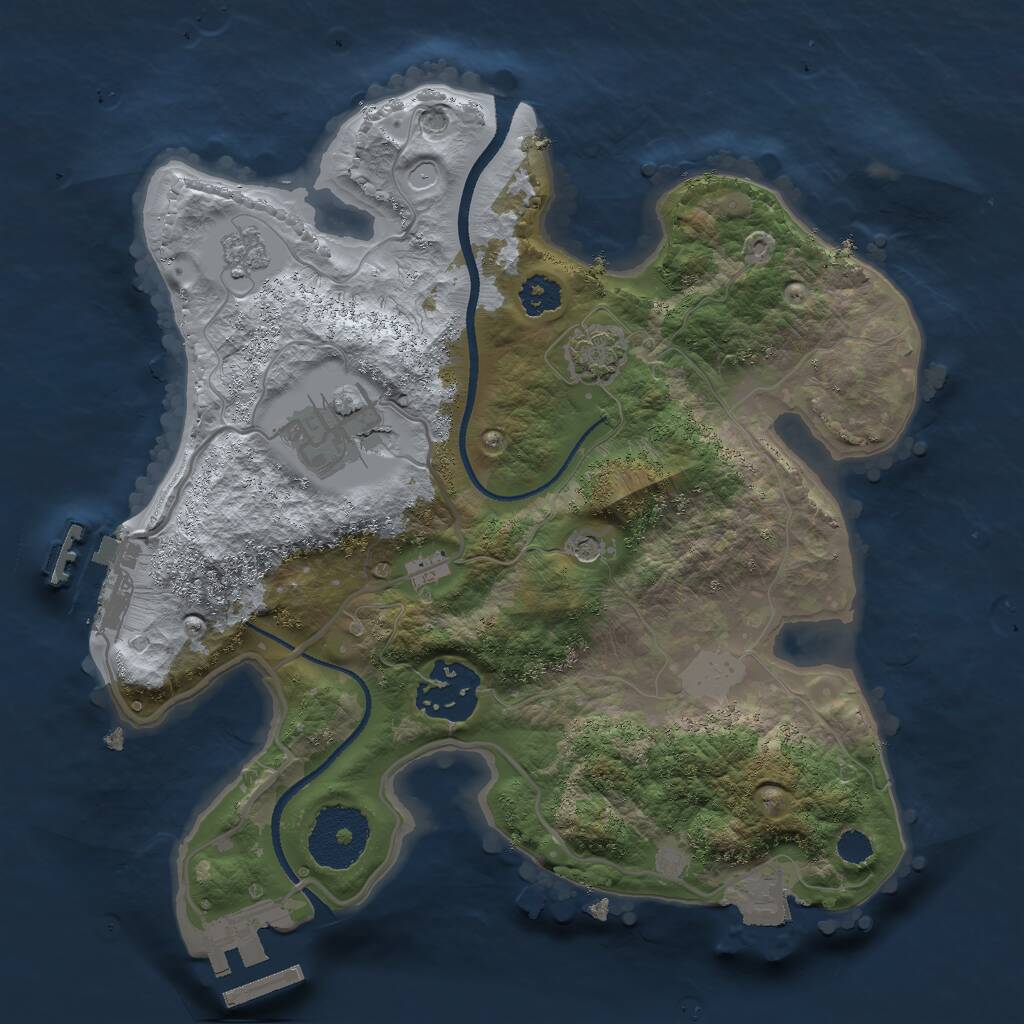 Rust Map: Procedural Map, Size: 2500, Seed: 564715451, 8 Monuments