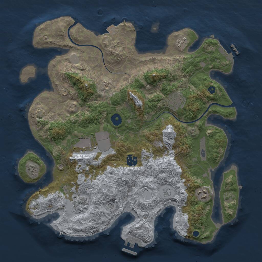 Rust Map: Procedural Map, Size: 3500, Seed: 1190845177, 12 Monuments