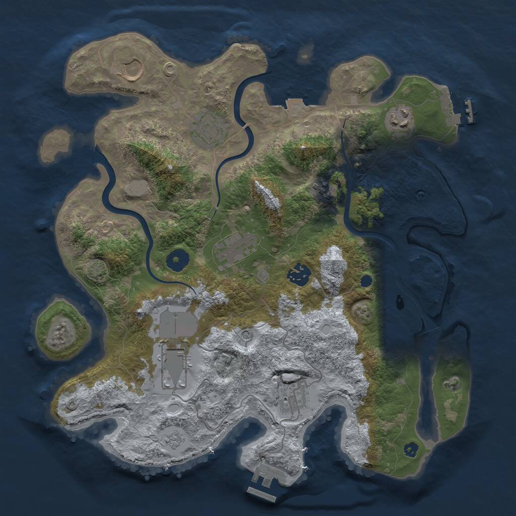 Rust Map: Procedural Map, Size: 3500, Seed: 1190845177, 14 Monuments