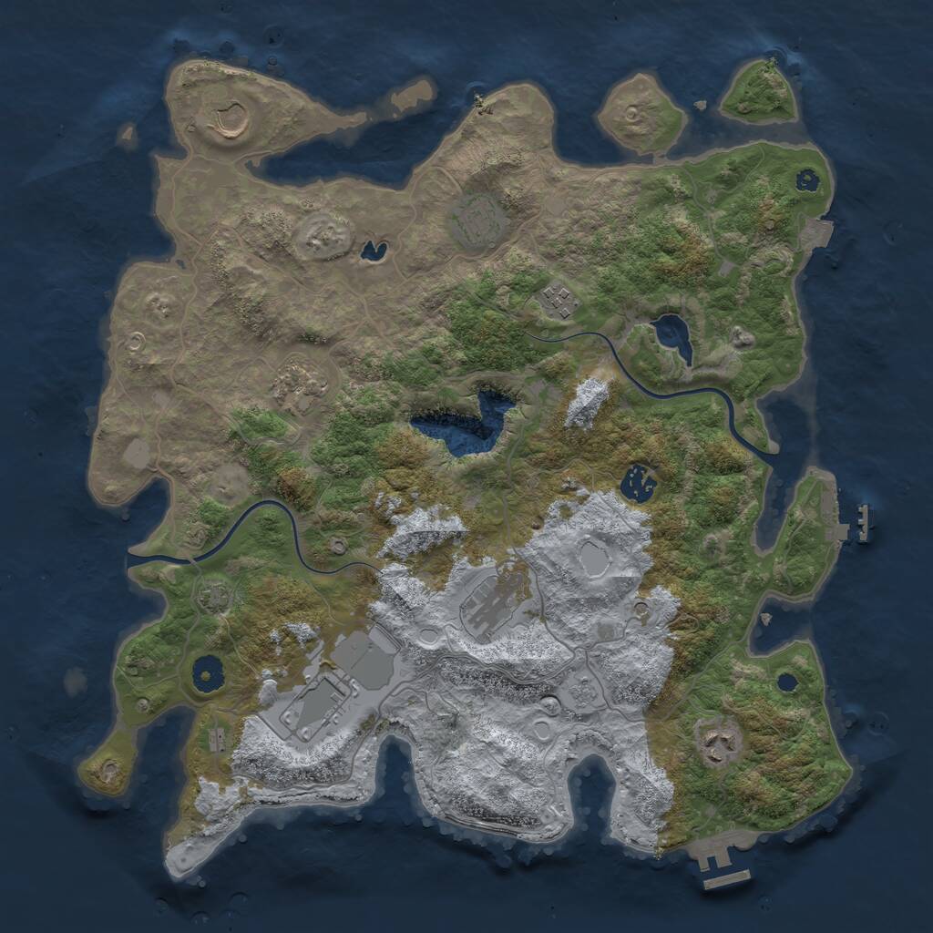 Rust Map: Procedural Map, Size: 4000, Seed: 12323454, 14 Monuments
