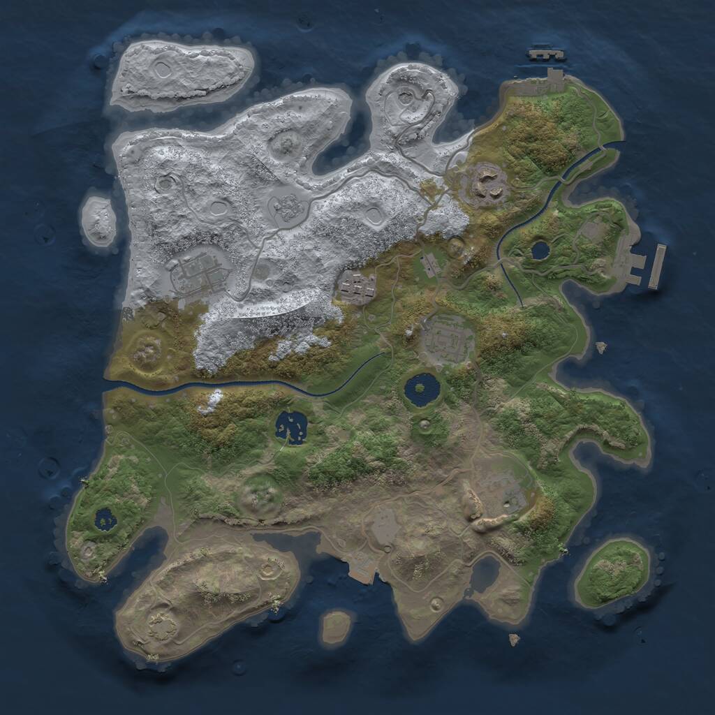 Rust Map: Procedural Map, Size: 3200, Seed: 125599120, 12 Monuments