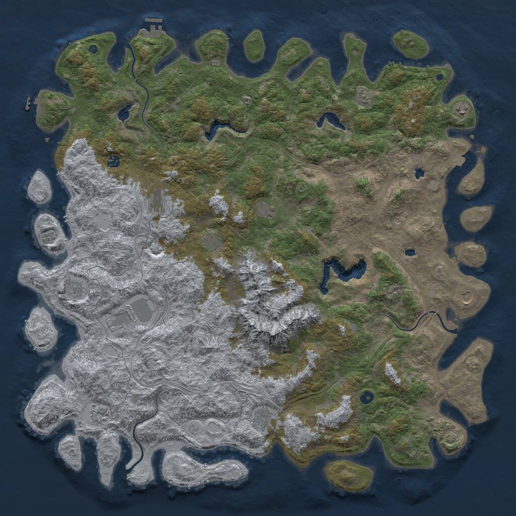 Rust Map: Procedural Map, Size: 6000, Seed: 90945351, 17 Monuments