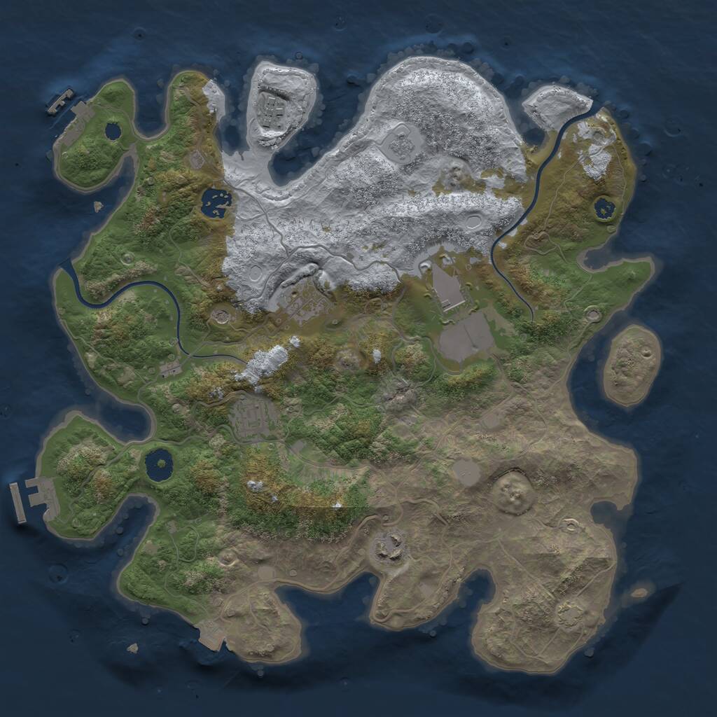 Rust Map: Procedural Map, Size: 3534, Seed: 1911073970, 12 Monuments