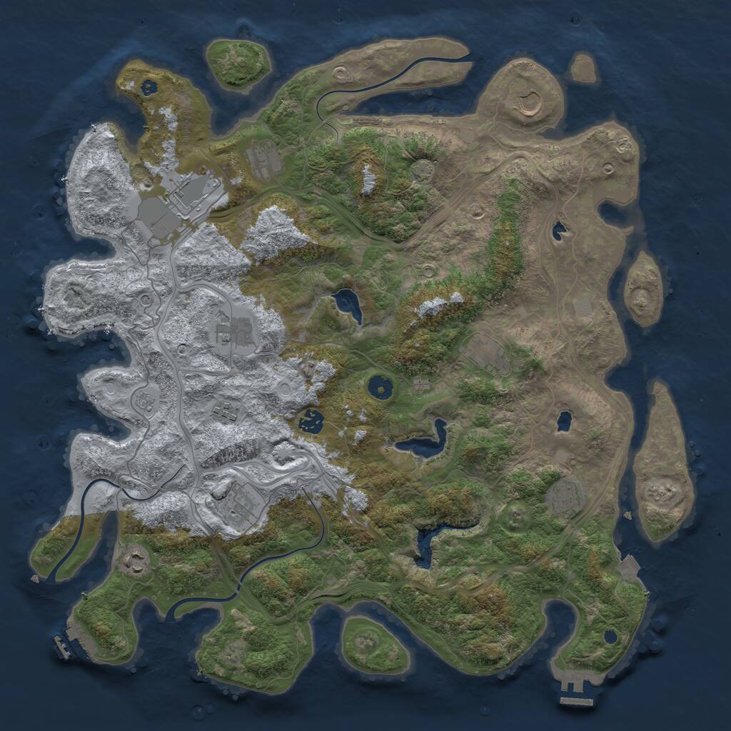 Rust Map: Procedural Map, Size: 4500, Seed: 512663958, 16 Monuments