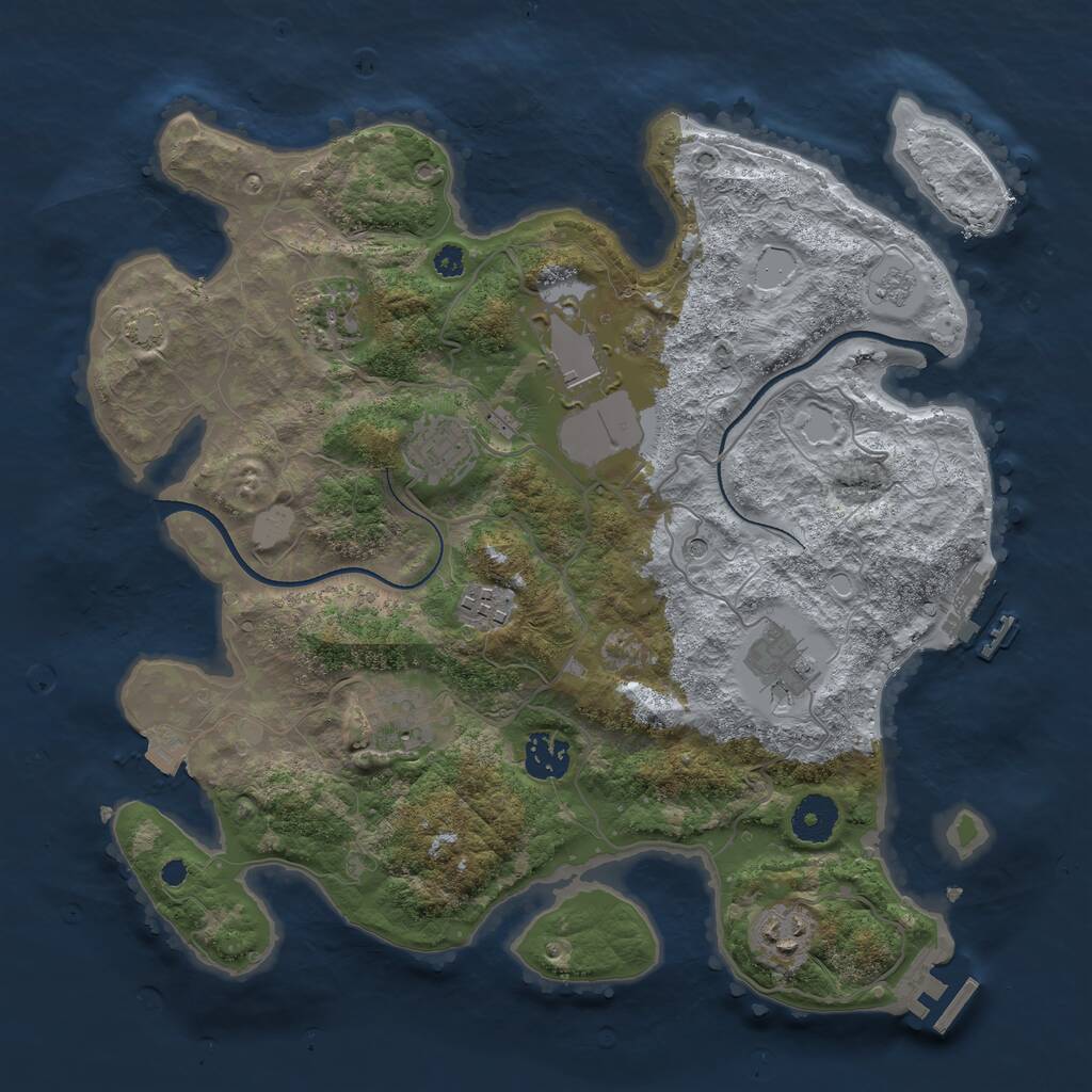 Rust Map: Procedural Map, Size: 3500, Seed: 1785986546, 14 Monuments