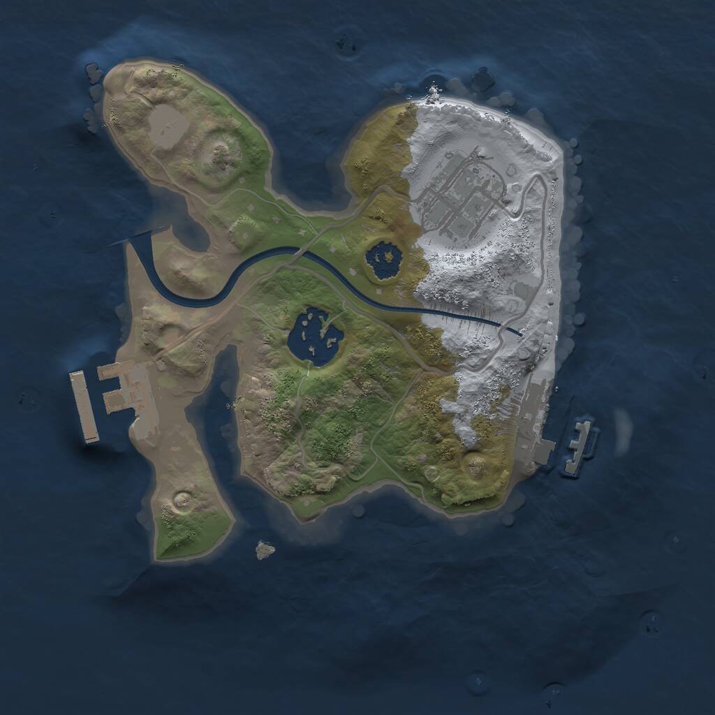 Rust Map: Procedural Map, Size: 2000, Seed: 1073507398, 5 Monuments