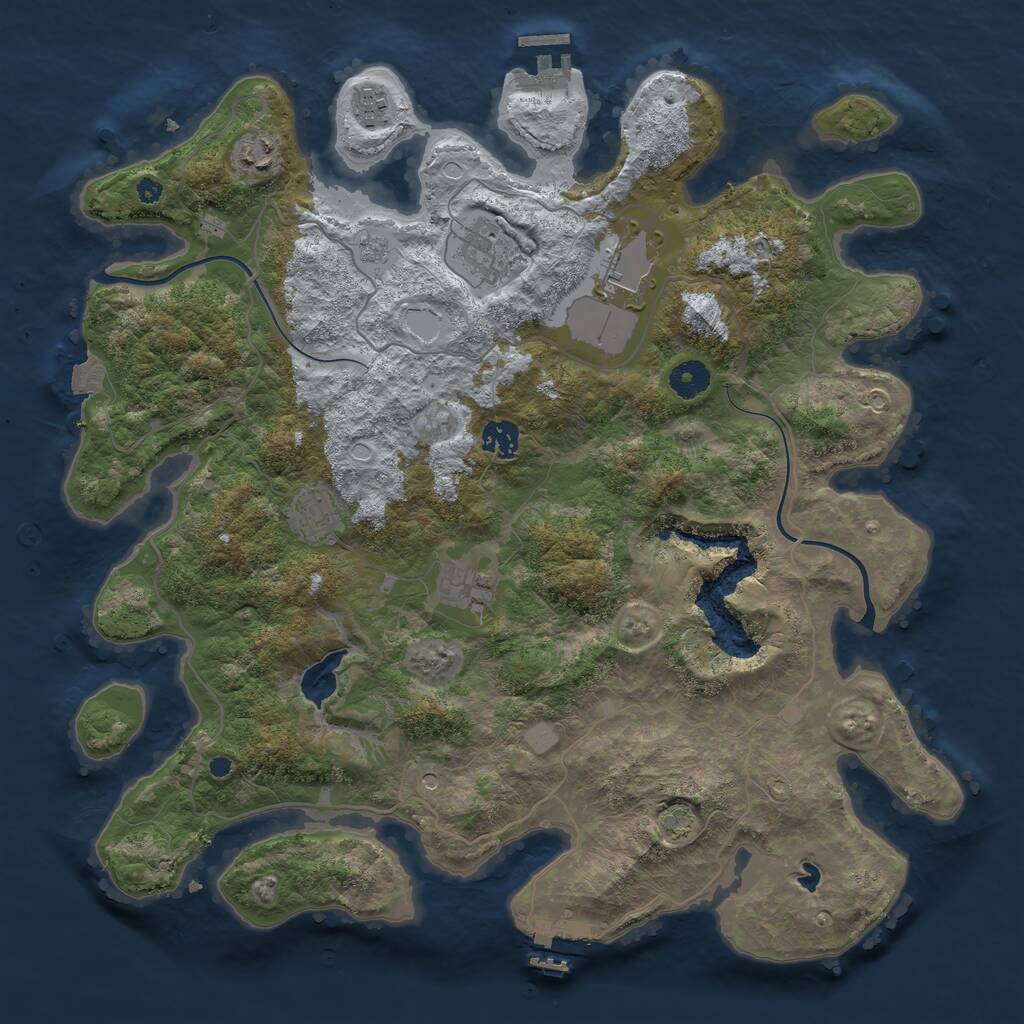 Rust Map: Procedural Map, Size: 4000, Seed: 37125, 13 Monuments