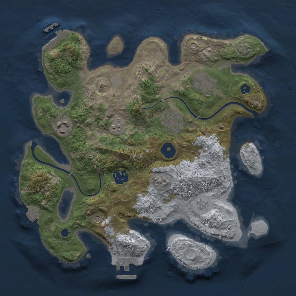 Rust Map: Procedural Map, Size: 3000, Seed: 5639733, 11 Monuments