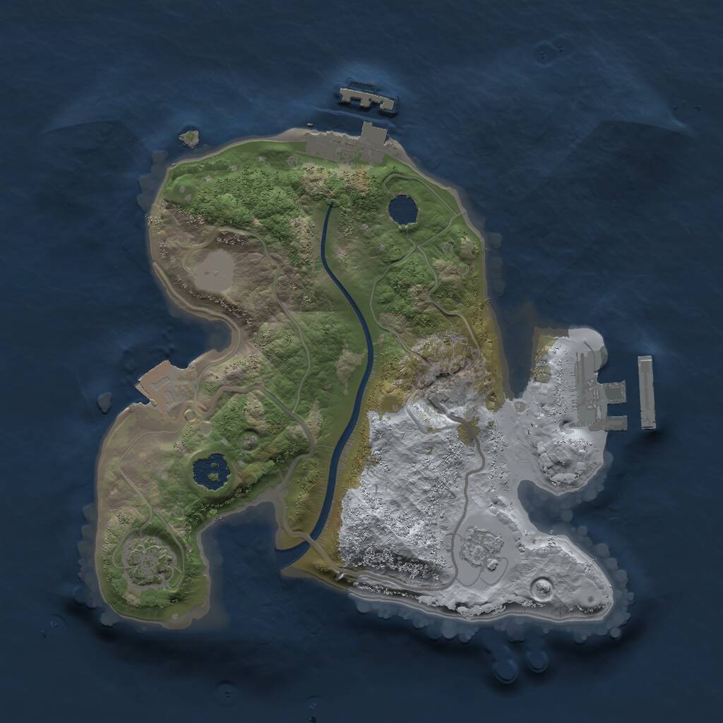 Rust Map: Procedural Map, Size: 2000, Seed: 1693353236, 5 Monuments