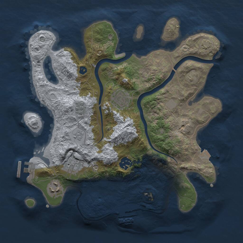 Rust Map: Procedural Map, Size: 3000, Seed: 536716917, 11 Monuments