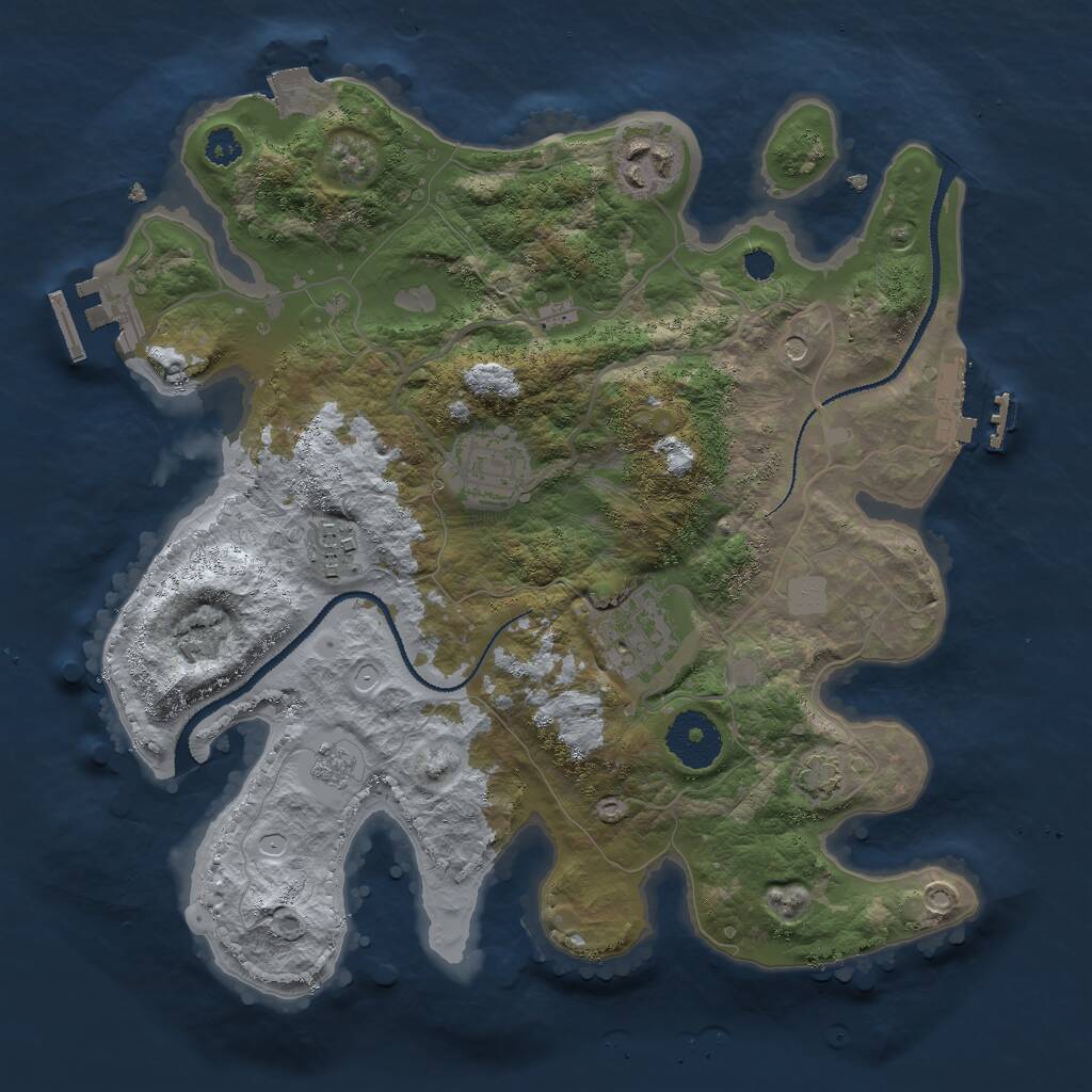 Rust Map: Procedural Map, Size: 2999, Seed: 90945351, 10 Monuments