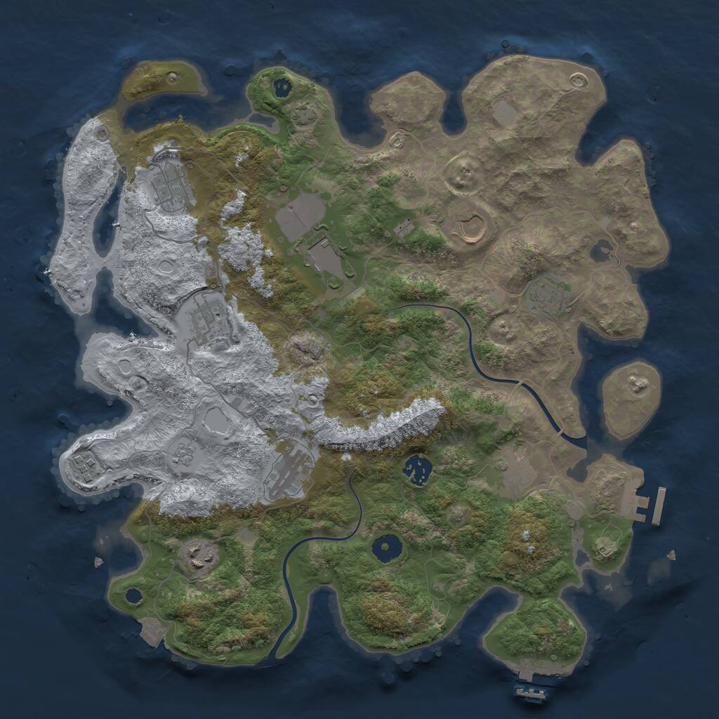 Rust Map: Procedural Map, Size: 3800, Seed: 983844524, 15 Monuments