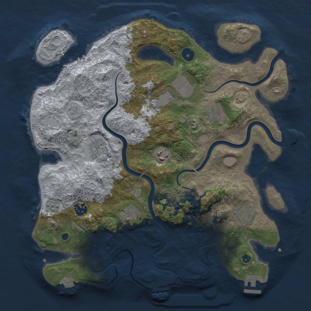Rust Map: Procedural Map, Size: 3700, Seed: 1047316695, 14 Monuments