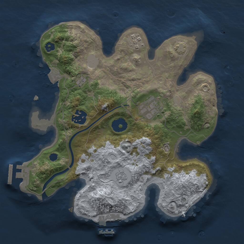 Rust Map: Procedural Map, Size: 2500, Seed: 39158, 8 Monuments