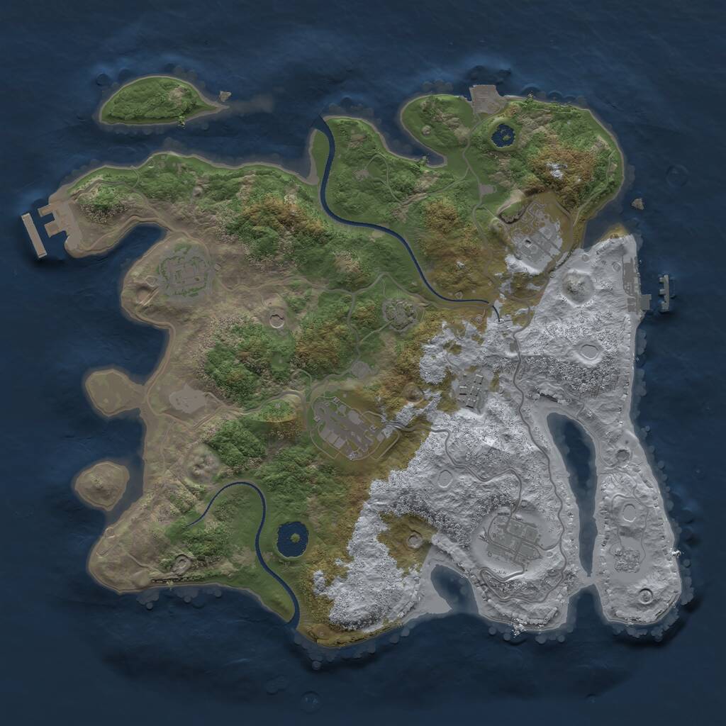 Rust Map: Procedural Map, Size: 3200, Seed: 8187187, 11 Monuments