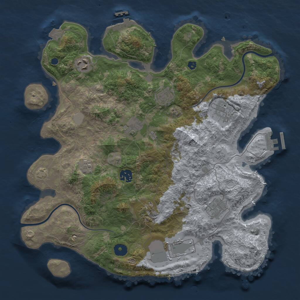 Rust Map: Procedural Map, Size: 3500, Seed: 181840280, 15 Monuments