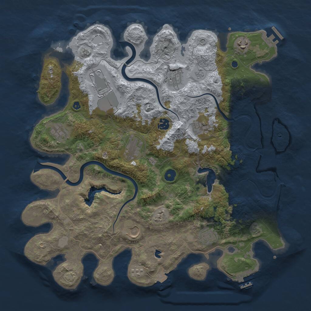 Rust Map: Procedural Map, Size: 4000, Seed: 1035015856, 16 Monuments