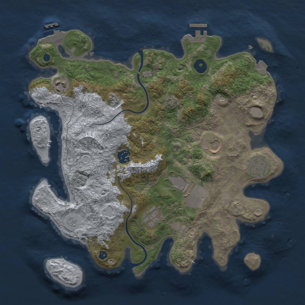Rust Map: Procedural Map, Size: 3500, Seed: 1990685765, 13 Monuments