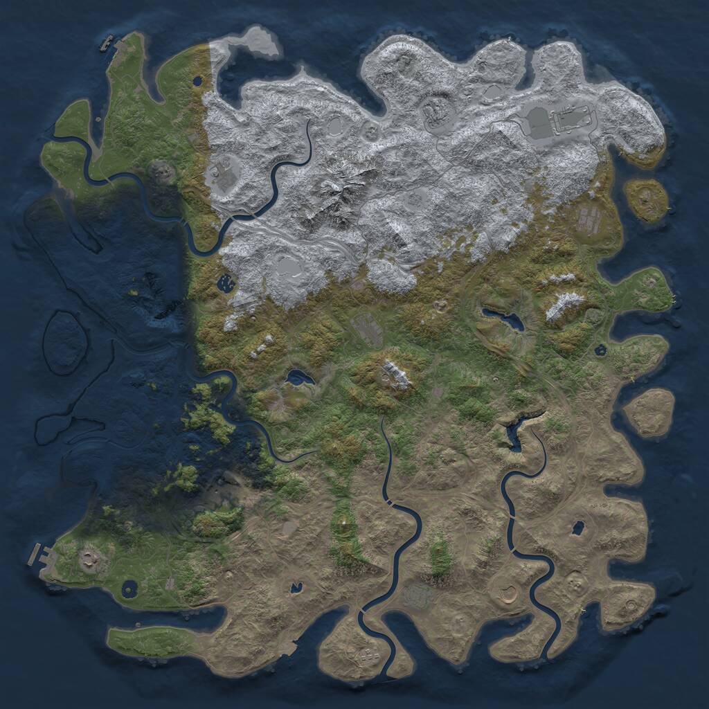 Rust Map: Procedural Map, Size: 6000, Seed: 1381505428, 17 Monuments