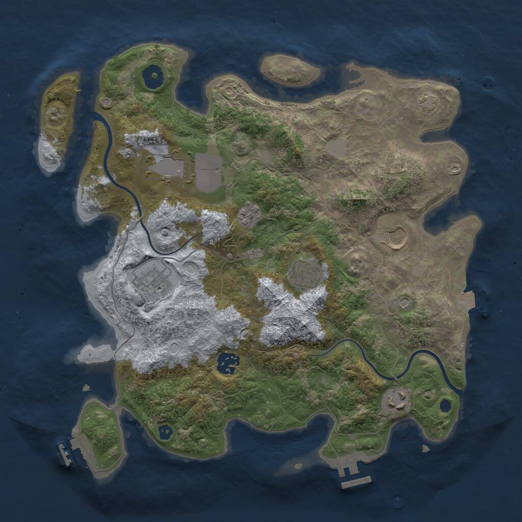 Rust Map: Procedural Map, Size: 3500, Seed: 819086928, 12 Monuments