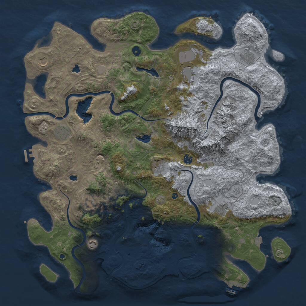 Rust Map: Procedural Map, Size: 5000, Seed: 833263791, 16 Monuments
