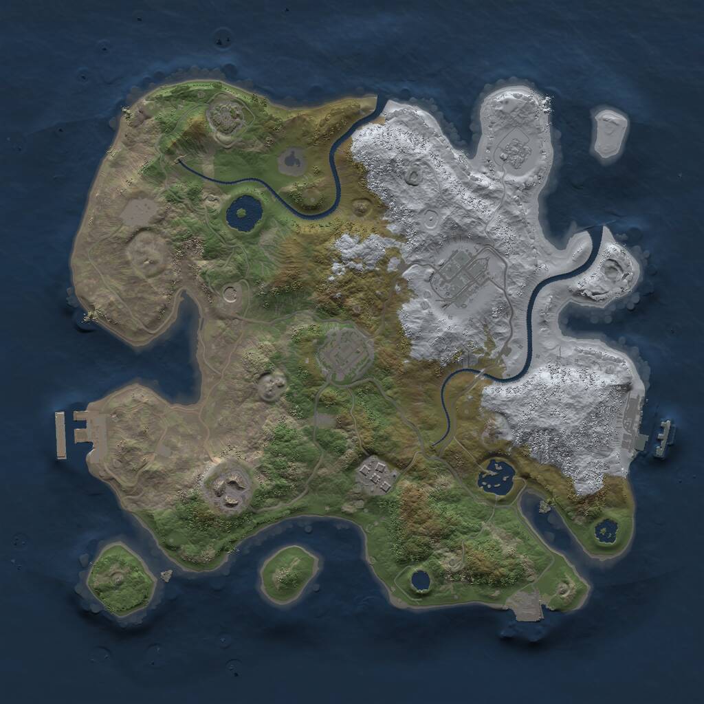 Rust Map: Procedural Map, Size: 3000, Seed: 44612, 11 Monuments