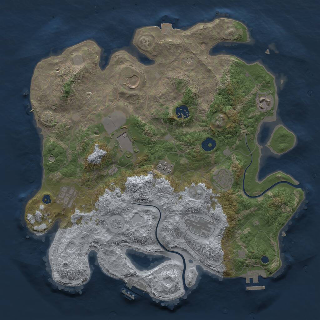 Rust Map: Procedural Map, Size: 3500, Seed: 898910740, 14 Monuments