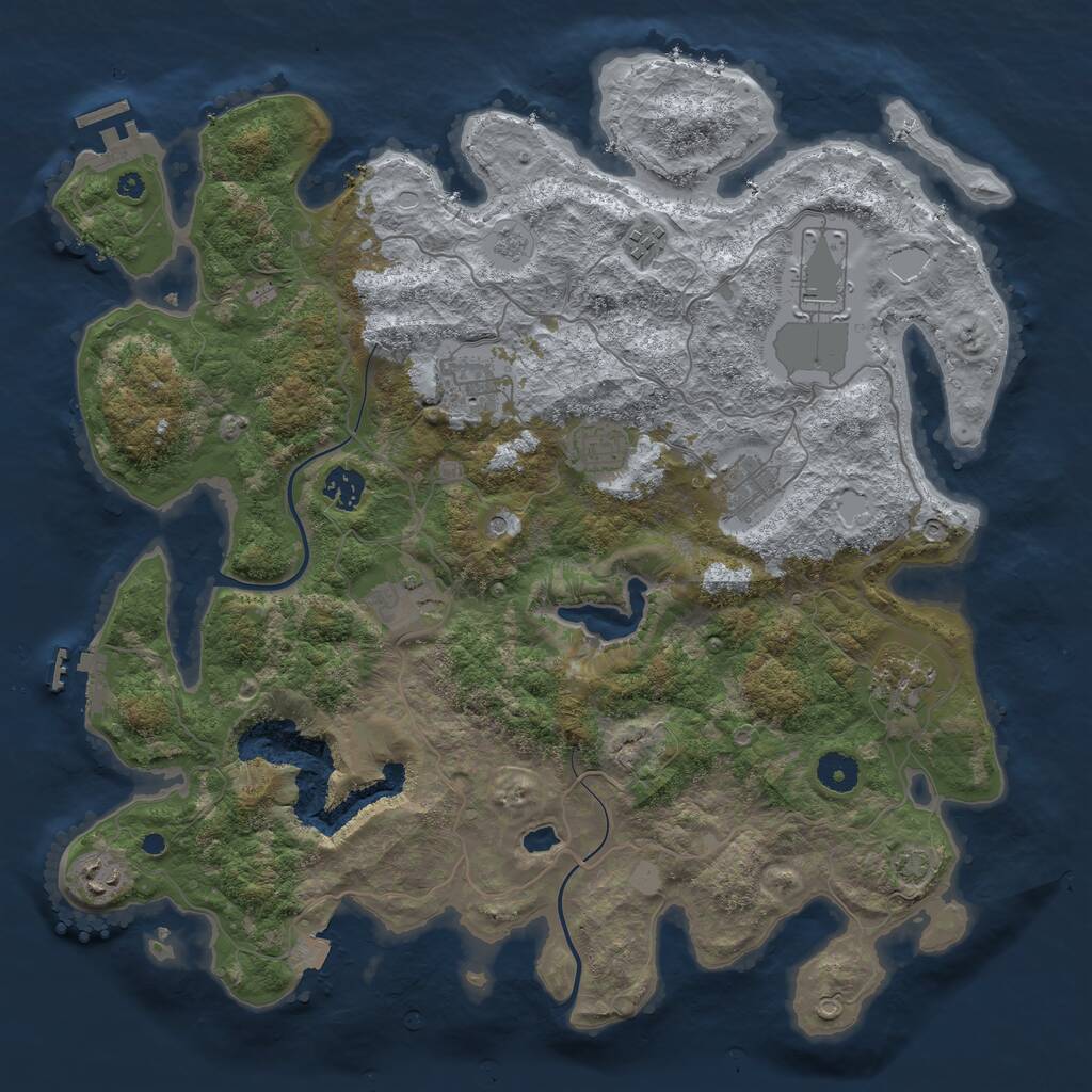Rust Map: Procedural Map, Size: 4000, Seed: 371843, 15 Monuments