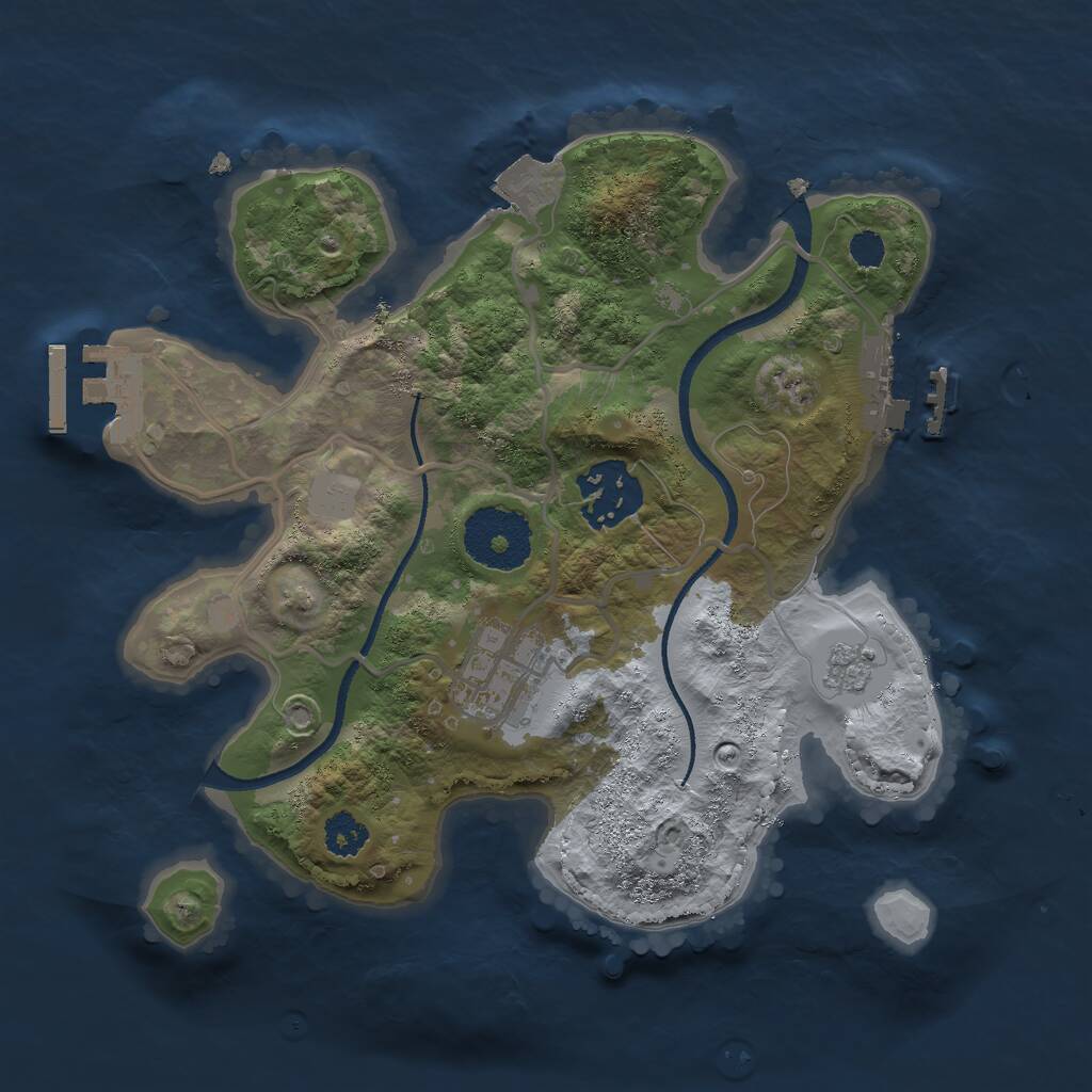 Rust Map: Procedural Map, Size: 2500, Seed: 1125961420, 6 Monuments