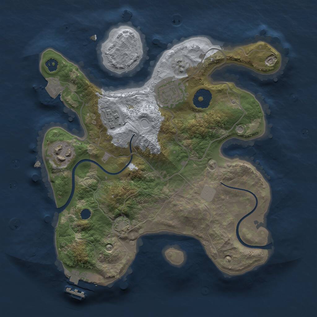 Rust Map: Procedural Map, Size: 2500, Seed: 2129366242, 6 Monuments
