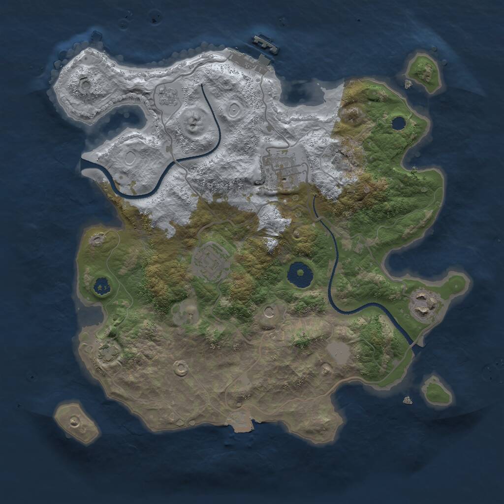 Rust Map: Procedural Map, Size: 3000, Seed: 42718, 8 Monuments