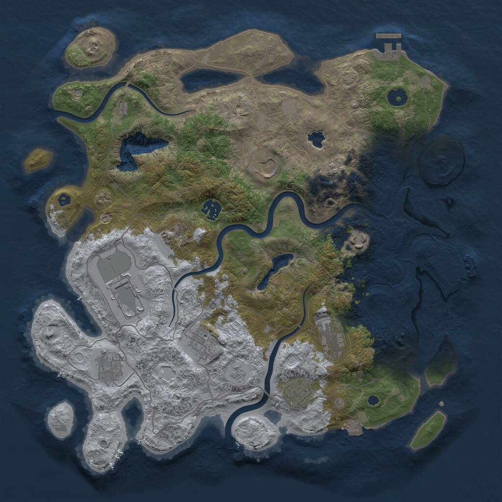 Rust Map: Procedural Map, Size: 4000, Seed: 690625380, 16 Monuments
