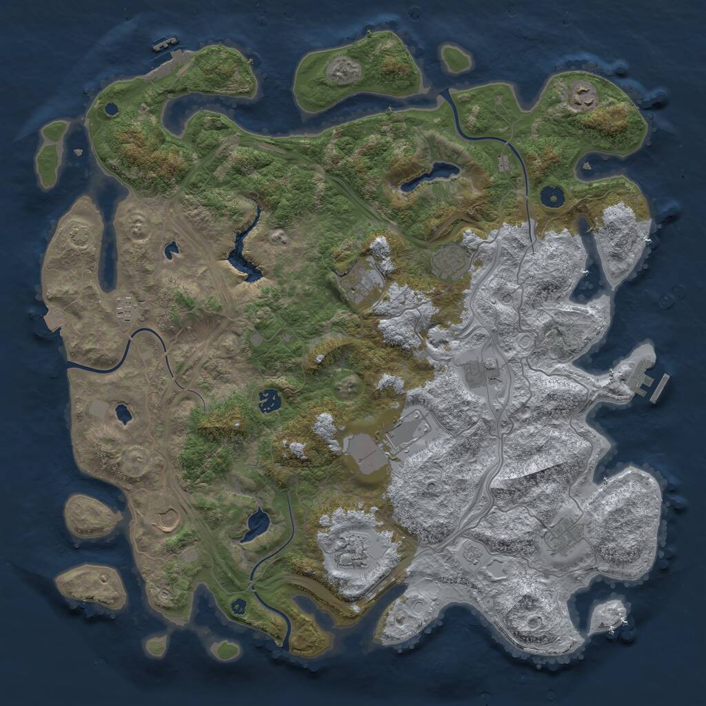 Rust Map: Procedural Map, Size: 4500, Seed: 1349159589, 16 Monuments