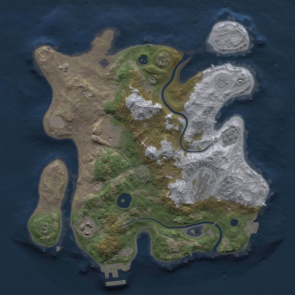 Rust Map: Procedural Map, Size: 3000, Seed: 1037565225, 9 Monuments