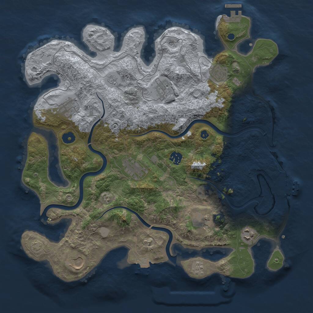 Rust Map: Procedural Map, Size: 3800, Seed: 620182937, 15 Monuments