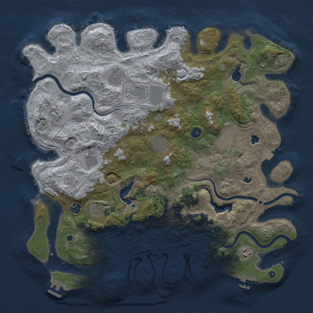 Rust Map: Procedural Map, Size: 4500, Seed: 1307590186, 16 Monuments
