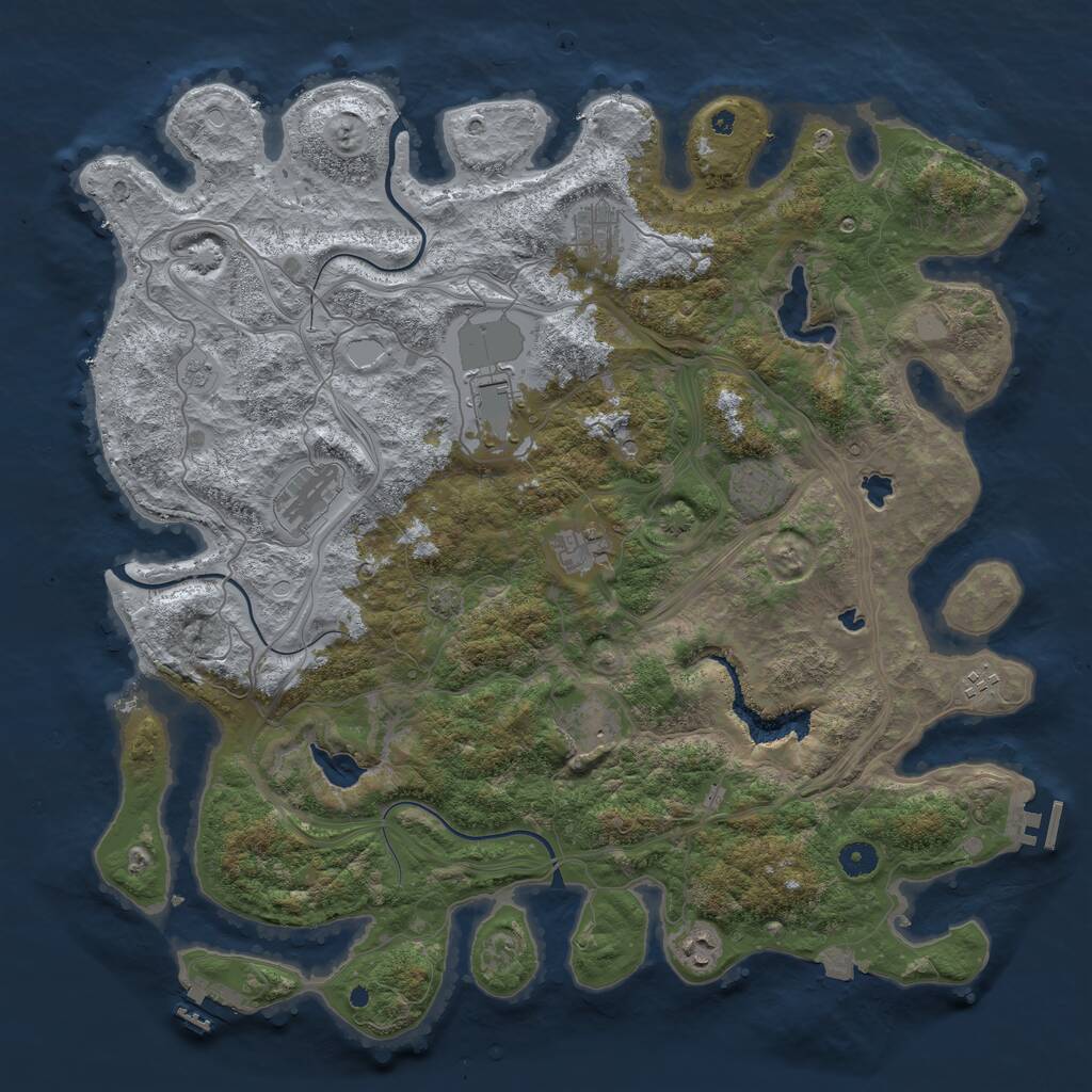 Rust Map: Procedural Map, Size: 4500, Seed: 1307590186, 14 Monuments