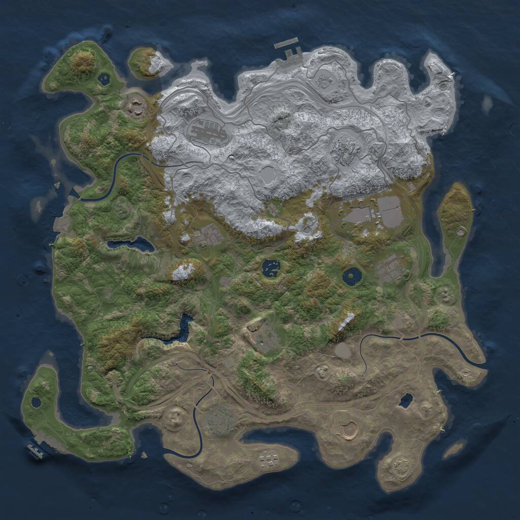 Rust Map: Procedural Map, Size: 4250, Seed: 2074474435, 17 Monuments