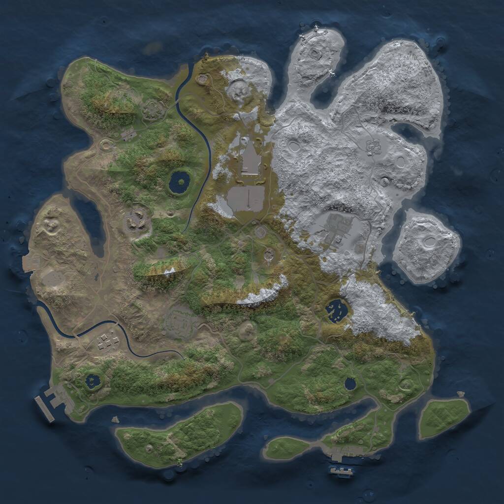 Rust Map: Procedural Map, Size: 3500, Seed: 1197434563, 12 Monuments
