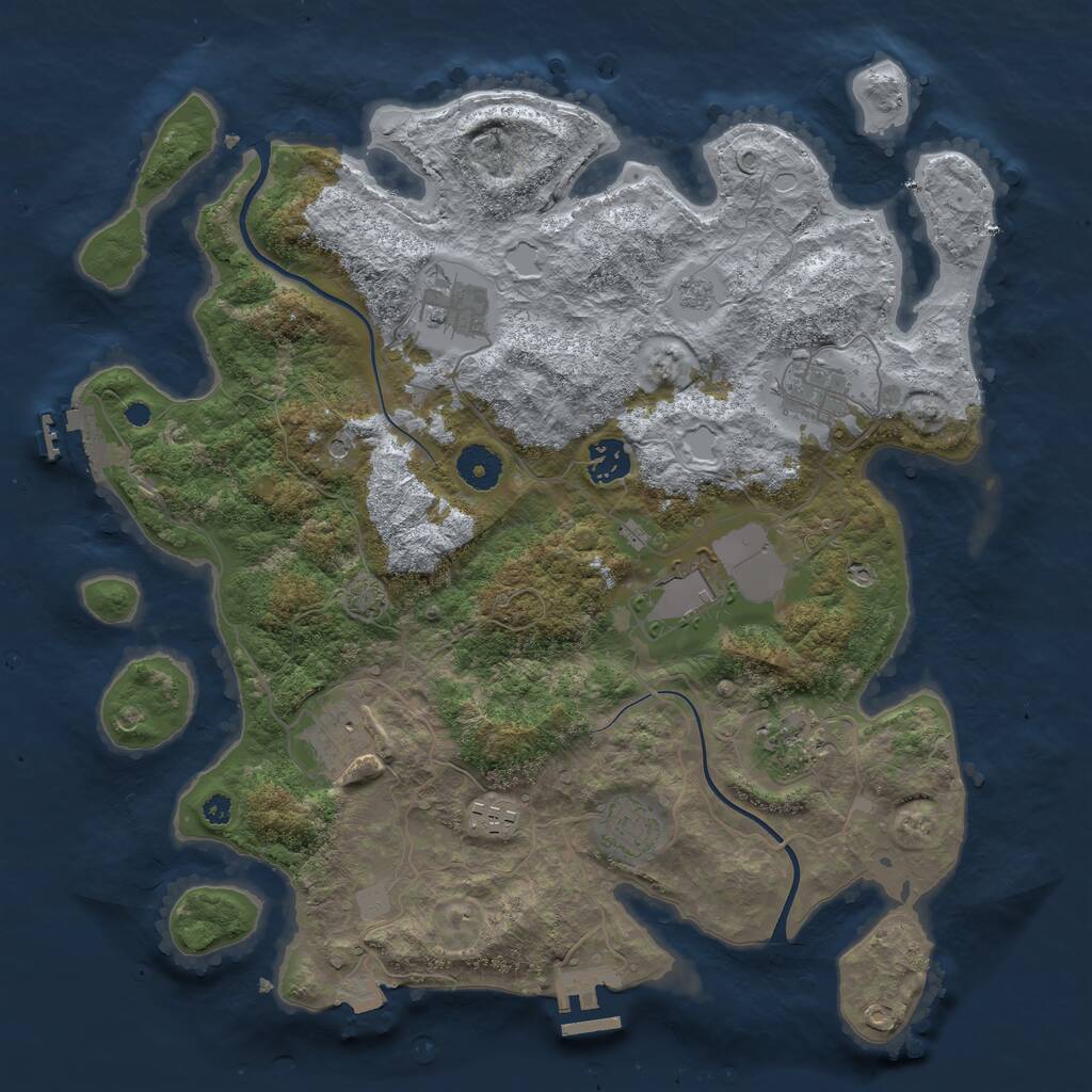 Rust Map: Procedural Map, Size: 3700, Seed: 452628821, 14 Monuments