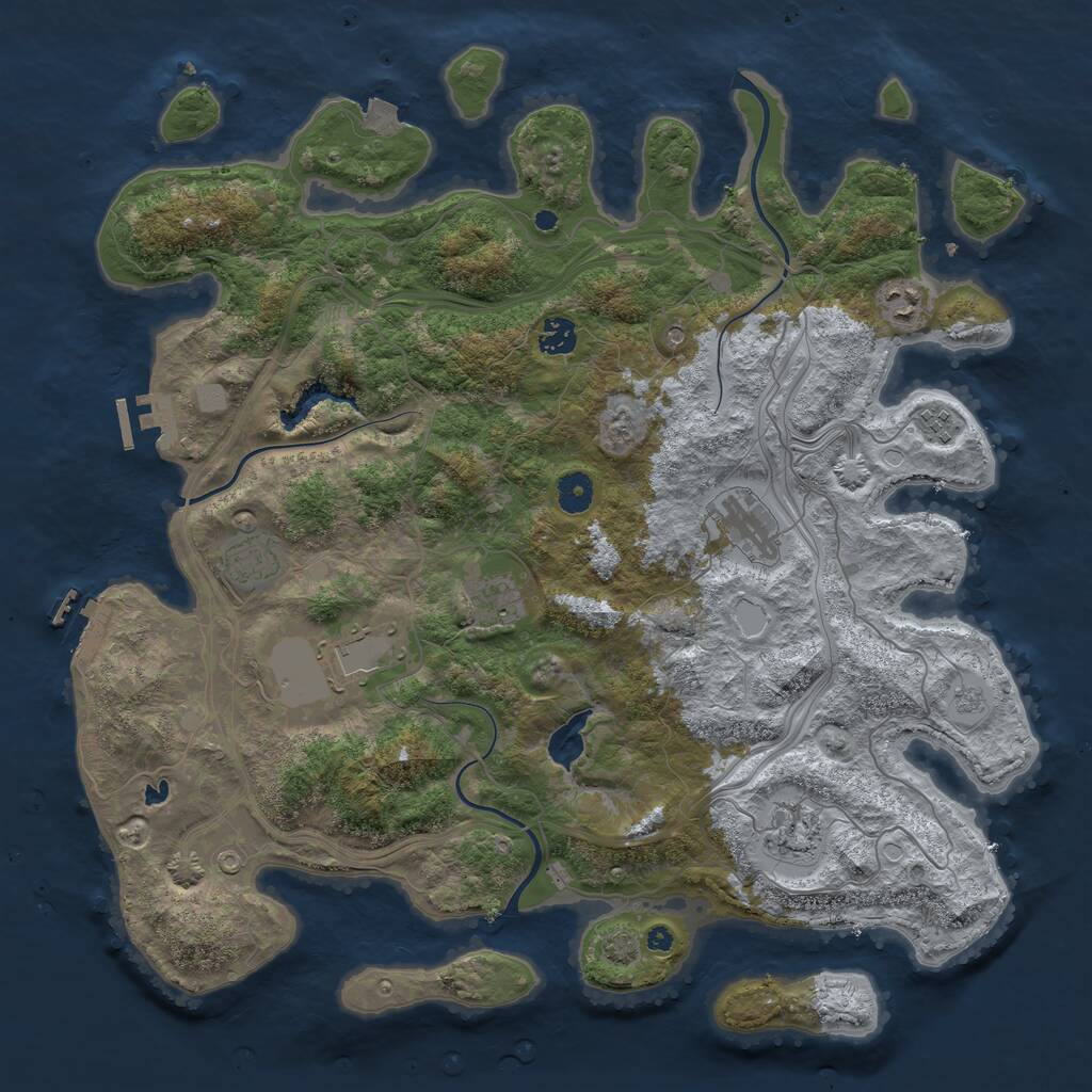 Rust Map: Procedural Map, Size: 4250, Seed: 195483341, 14 Monuments