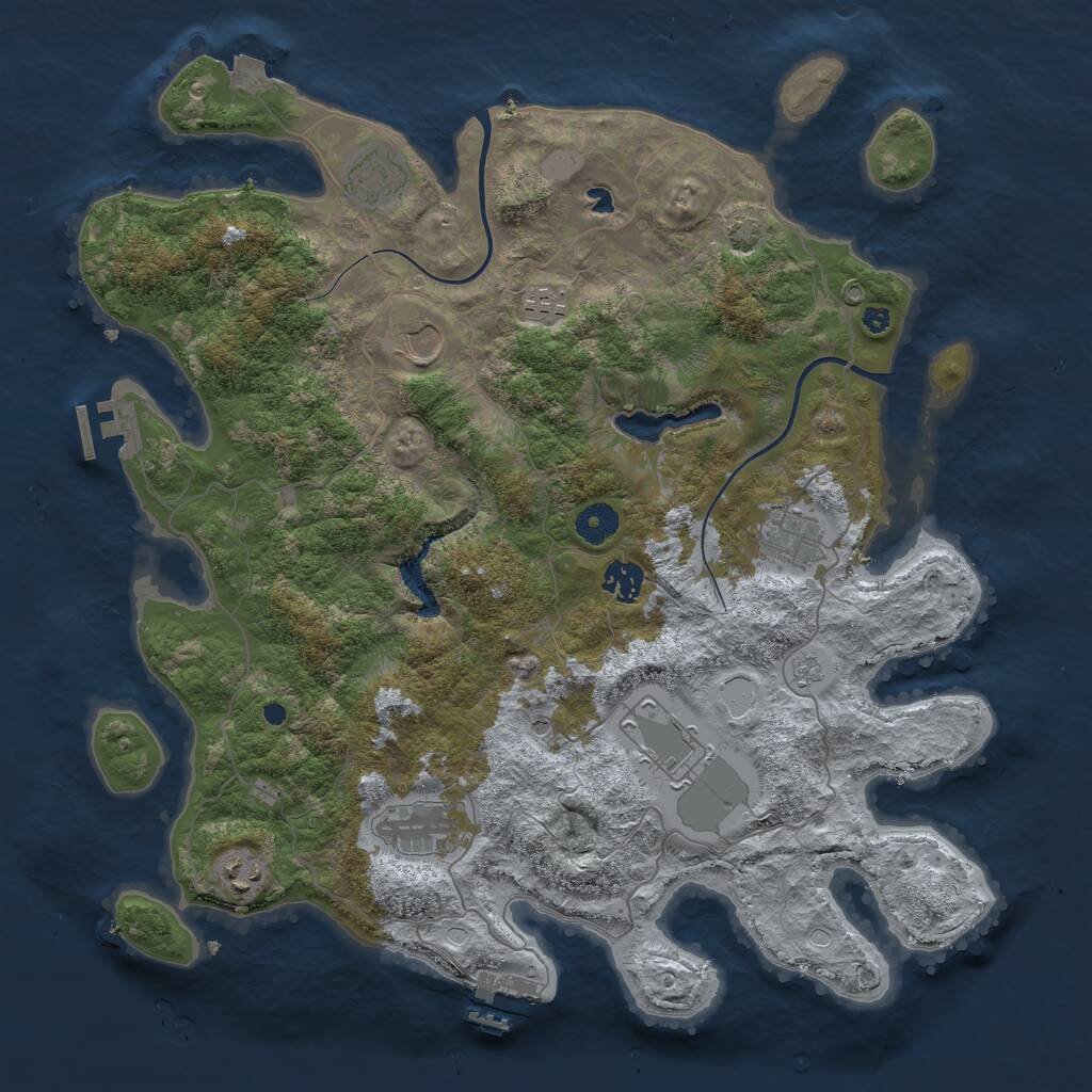 Rust Map: Procedural Map, Size: 4000, Seed: 1377416811, 14 Monuments