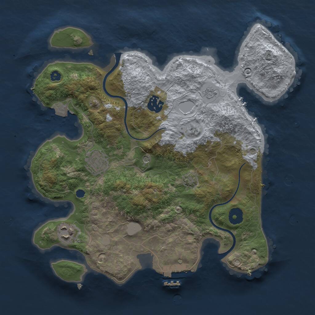 Rust Map: Procedural Map, Size: 3000, Seed: 34844, 8 Monuments