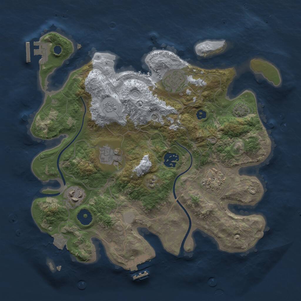 Rust Map: Procedural Map, Size: 3000, Seed: 64536, 11 Monuments